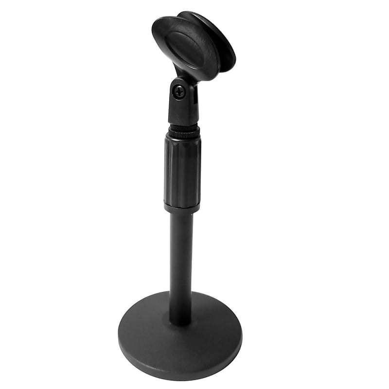 AxcessAbles CM-216 Round Base Adjustable Microphone Desk Stand with Mic Clip image 1