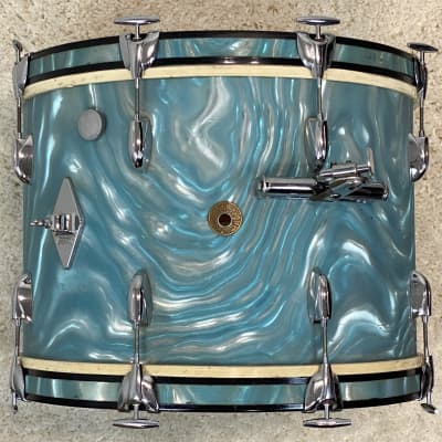 Gretsch 20/12/14/5.5x14" Progressive Jazz Round Badge Drum Set -  60's Aqua Satin Flame image 5