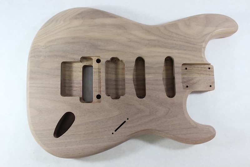 Unfinished Walnut HSS guitar body - fits Fender Strat Stratocaster neck Floyd Rose J1619 image 1