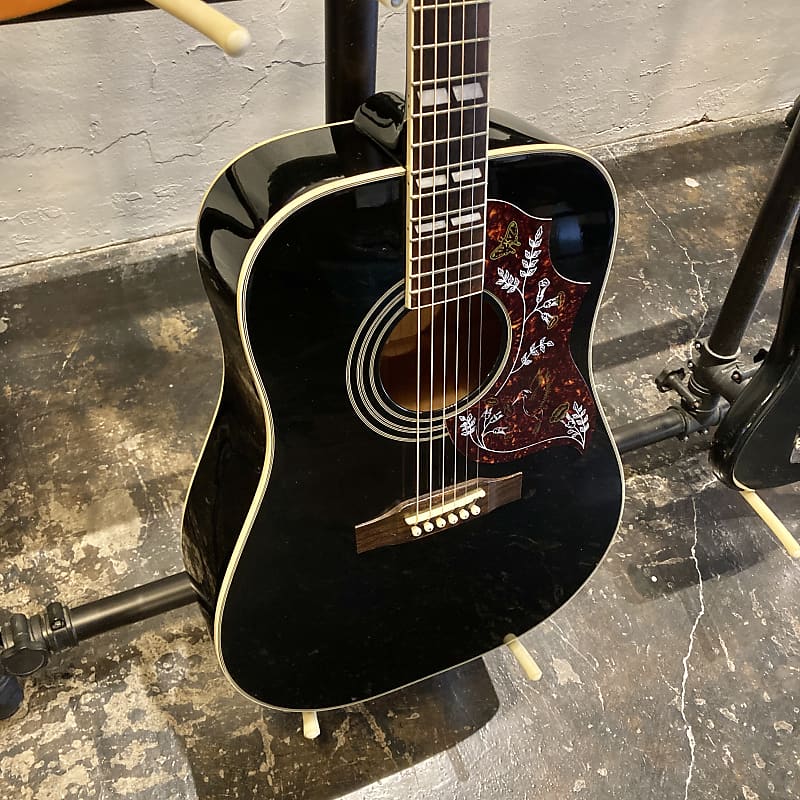 Epiphone Hummingbird Limited Edition Ebony Solid Top Plays Great