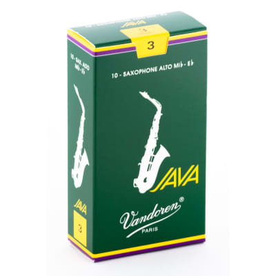 Vandoren SR263 Java Alto Sax 3 Strength Saxophone Reeds Green Box of 10 image 1