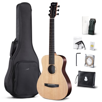 Enya X1 Pro 1/2 Size Solid Spruce Acoustic Guitar with Case and Accessories image 7