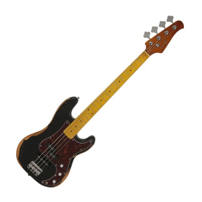 Swing PJ-4R Black Vintage Relic Lacquer Finish 4-Strings Precision Jazz Bass for sale