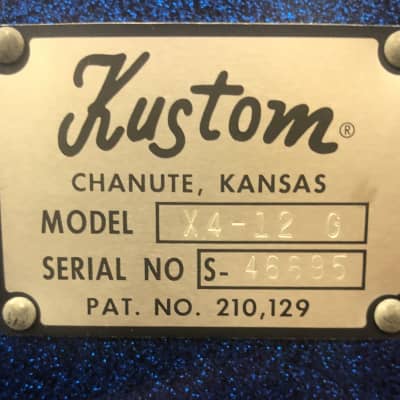 KUSTOM X 4-12 G 1972 - BLUE SPARKLE Rare 4-12 cab  With Power Module  Mint condition image 3