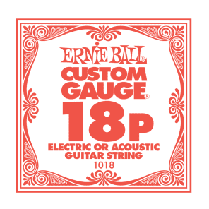 Ernie Ball P01018 .018 Plain Steel Electric/Acoustic Guitar Strings (6-Pack)