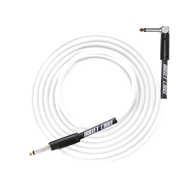 Bullet Cable Thunder 20ft White Straight to 90 Guitar Cable image 1