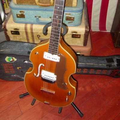 Vintage 1960's EKO Model 395 Violin Guitar  Hollow Body Electric w/ Original Case image 2