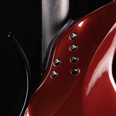 Dean Gordon Custom Mirus 7 Blood Red, Bare Knuckle "Warpig" Pickup, Black Anodized Aluminum Horn image 2