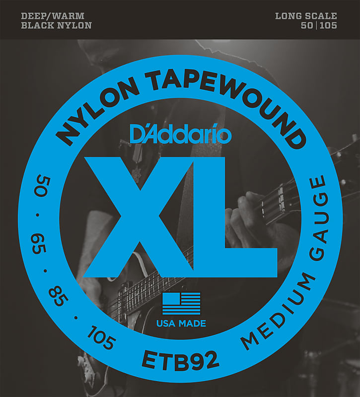D'Addario ETB92 Tapewound Bass Guitar Strings, Medium, 50-105, Long Scale image 1