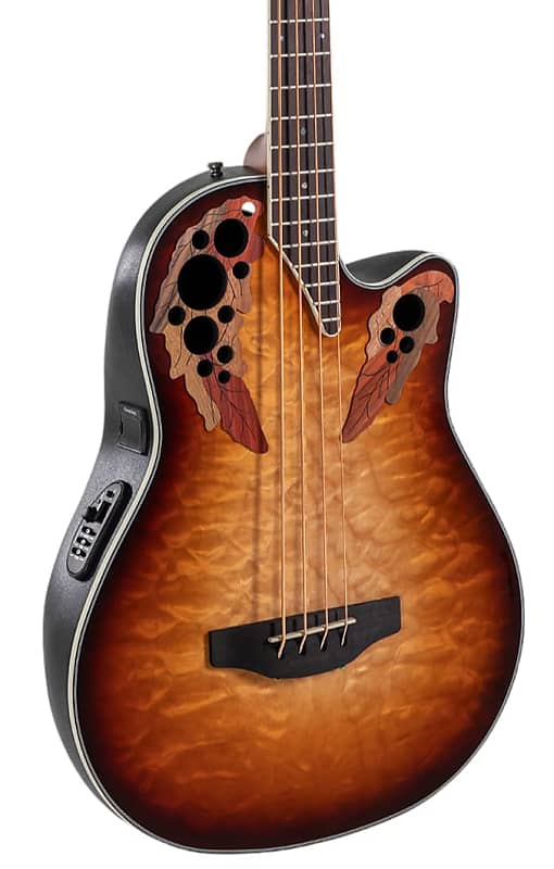 Ovation CEB44X-7C-G Celebrity Elite Mid-Depth Acoustic-Electric Bass Guitar Cognac Burst image 1