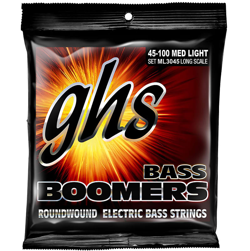 GHS ML3045 Boomers Medium Light 45-100 Roundwound Bass Guitar Strings image 1