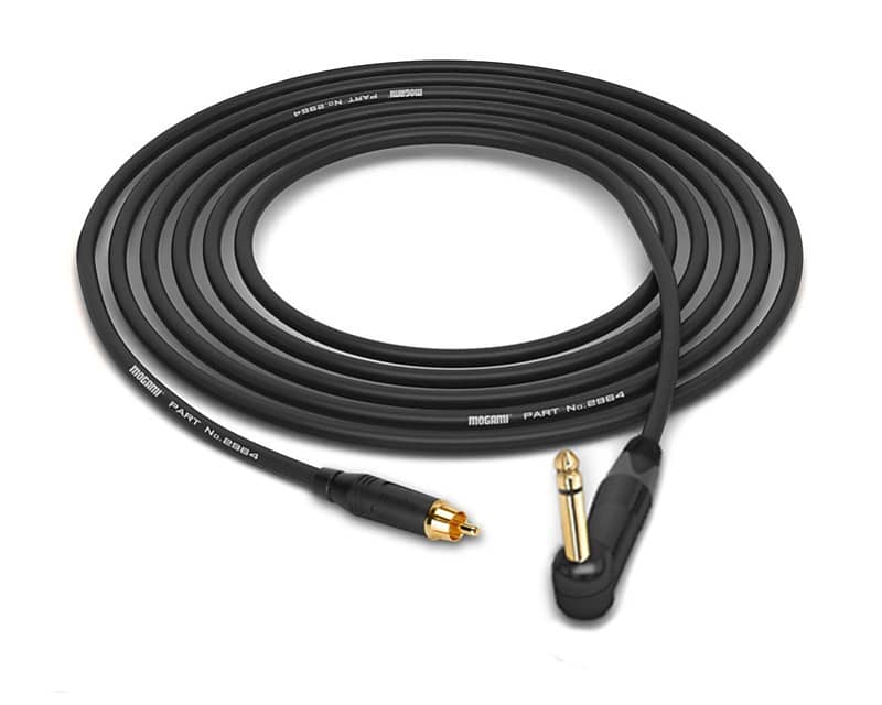 Mogami 2964 Digital 75 Ohm S/PDIF Cable | RCA to 1/4" 90° TS Connectors | Black 10 Feet image 1