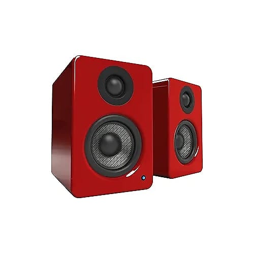 Kanto YU2GR (Gloss Red) 2 Channel Powered PC Gaming Desktop Speakers Class D Amplifier - 100 Watts - Built-in USB DAC - Subwoofer Output - (OPEN BOX)  			