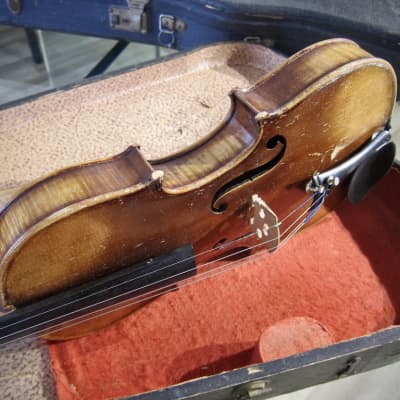 Vintage German 1/2 Size Violin & Coffin Case 1930s Brown Varnished High Quality Small Violin image 8