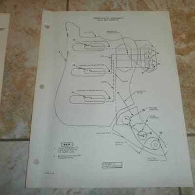 Vintage Early 1970's Fender Bass VI Replacement Parts List & Wiring Diagram! Original Case Candy! image 4