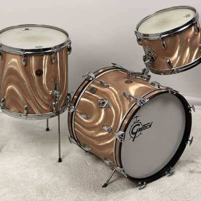 Gretsch 18/12/14" 1960's Round Badge Bop Drum Set - Sunset Satin Flame image 4
