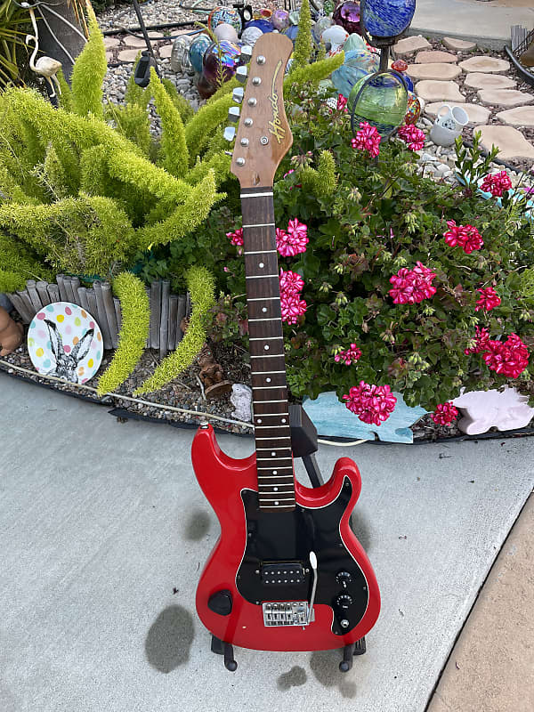 Vintage 70's Hondo Single HB Lead Guitar In Fiesta Red imagen 1