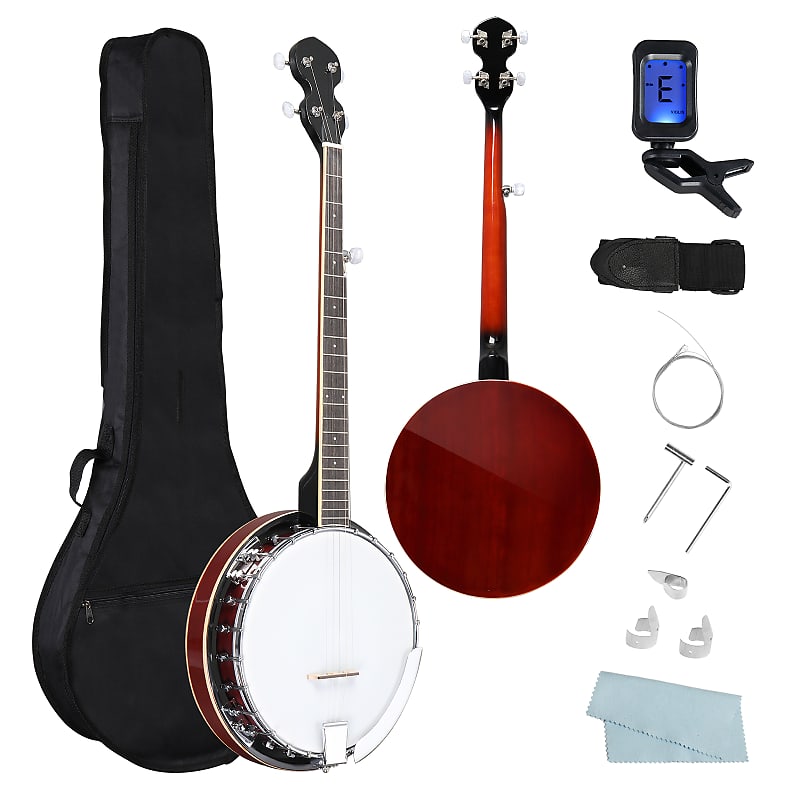 Full Size 5 String LEFT-Handed Banjo Set with Closed Solid Sapele Back & Premium Mahogany Neck and Premium Accessories 2020s image 1