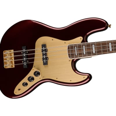 Fender Squier 40th Anniversary Jazz Bass Gold Edition - Ruby Red Metallic image 1