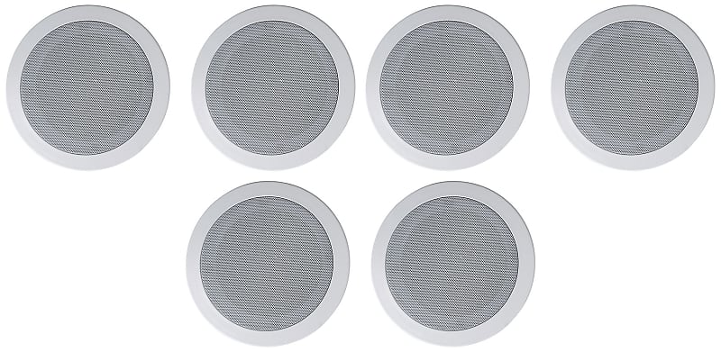 6 Rockville HC55-16 White 5.25&quot; 300 Watt In-Ceiling Home Theater Speakers 16 Ohm  			