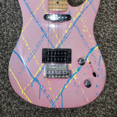 Vintage Peavey Tracer Pink splatter electric guitar made in the USA image 3