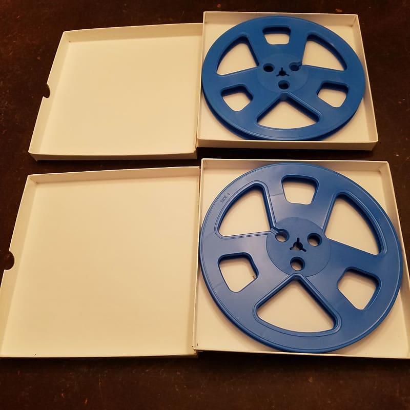 Pair (2) Blue 7 USA plastic reel for R2R tape recorder supply take-up 1/4  1970s
