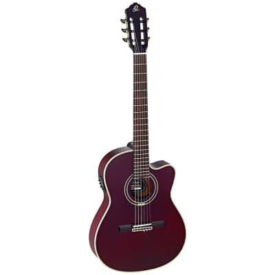 Ortega Guitars RCE138-T4STR Feel Series Slim Neck A/E Nylon - Stained Red image 2