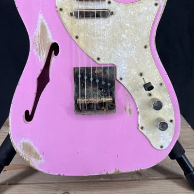 Von K Guitars T-Time 69TL Relic Tele Thin-line F Hole Aged Mary Kay Pink Nitro Lacquer image 2