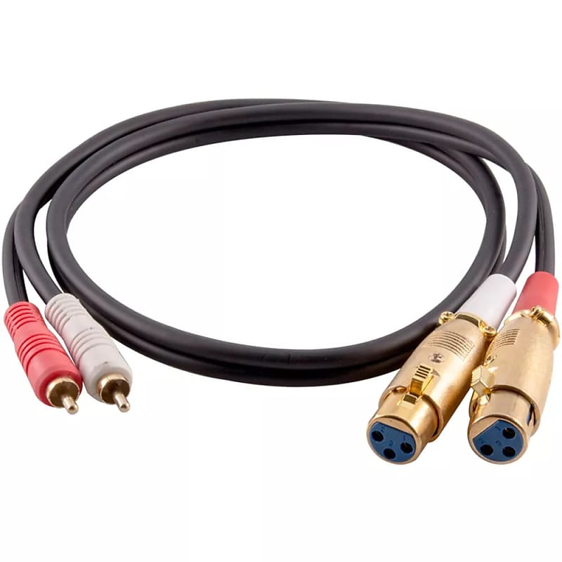 Pair Of Premium 3 Foot Dual Xlr Female To Dual Rca Male Patch Cables image 1