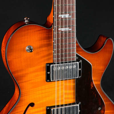 Collings SoCo Deluxe Semi-Hollow Carved Flame Maple and Mahogany Iced Tea Sunburst Custom NEW image 9