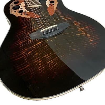 12 STRING FLAMED ACOUSTIC/ELECTRIC ROUND BACK GUITAR image 3