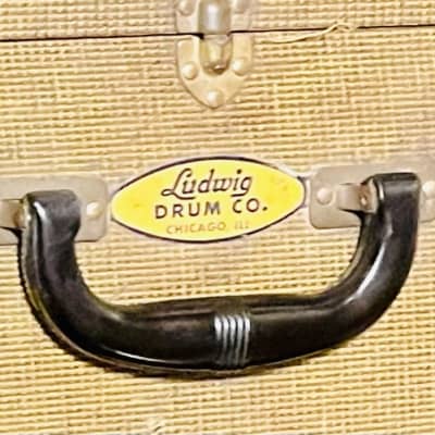 Ludwig Drum Co. late 20s snare drum Hard Trap Case with snare drum stand 1925-1931 Tweed image 1