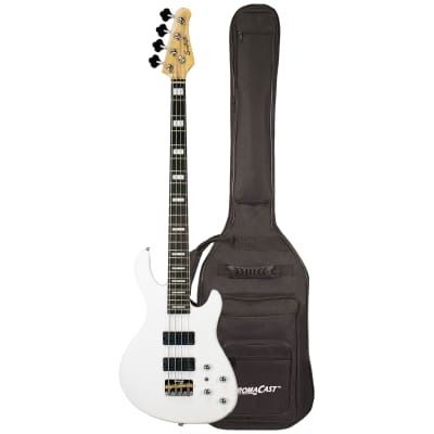 Sawtooth Mod24 Series Satin White 24 Fret Electric Bass Guitar w Fishman Fluence Pickups and Padded Gig Bag for sale