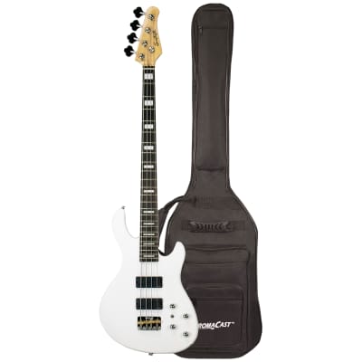 Sawtooth Mod24 Series Satin White 24 Fret Electric Bass Guitar w