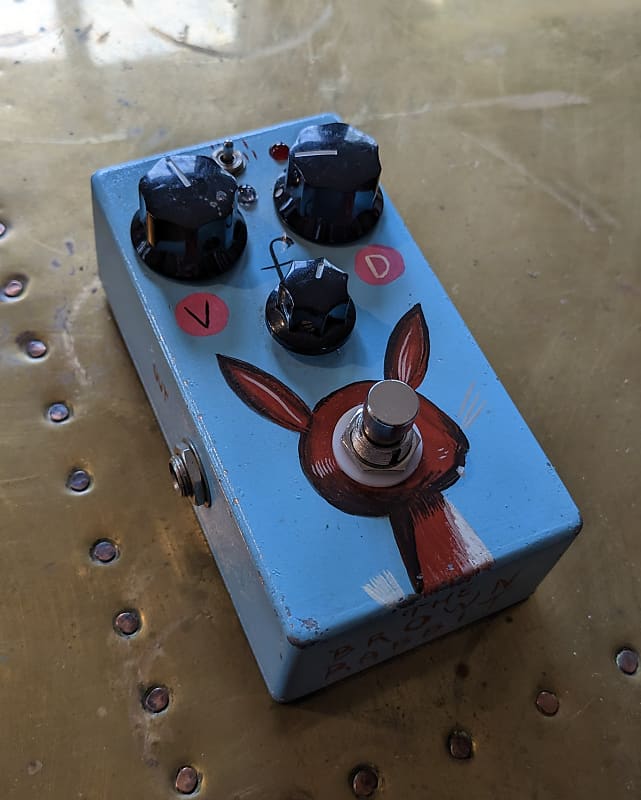 Freakshow Effects Brown Rabbit Guitar Pedal, 2008 - Hand Painted RAT OD  Fuzz, LM308, Wilco, Rare