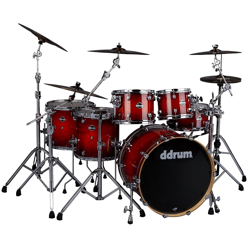 DDRUM Dominion Birch Ash Veneer 6-Piece Red Burst Drum Shell | Reverb