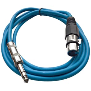 Seismic Audio SATRXL-F6BLUE XLR Female to 1/4" TRS Male Patch Cable - 6'