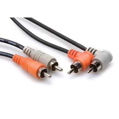 Hosa CRA-202R Stereo Interconnect Cable Dual Right-Angle RCA to Dual RCA (2m, 6.6ft)