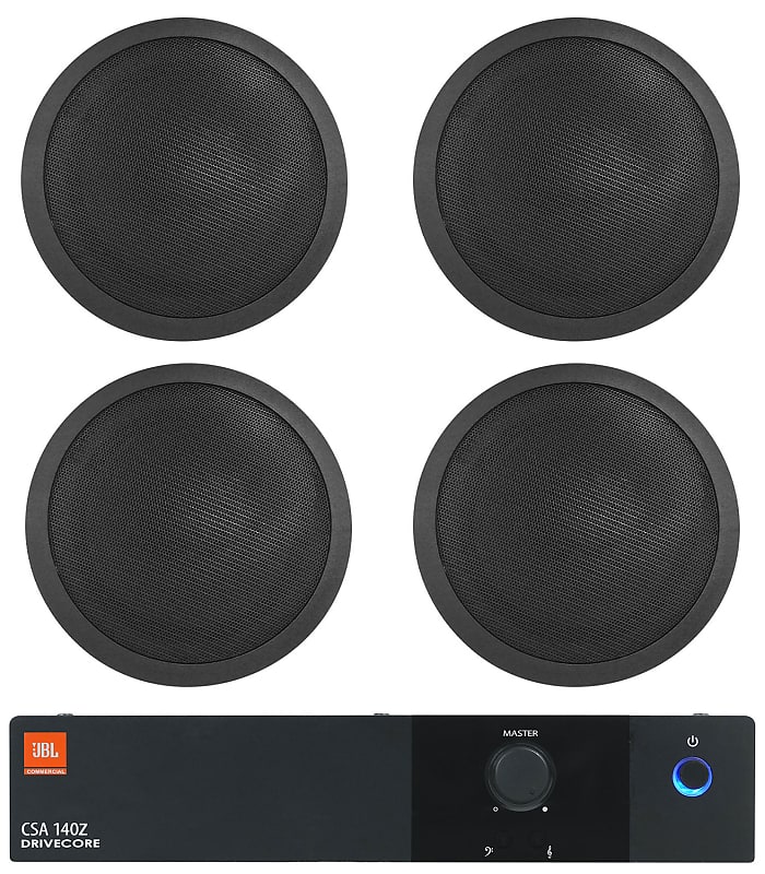 JBL CSA 140Z Commercial 70v Amplifier Amp+(4) 5&quot; Black Ceiling Speakers CSA140Z  			