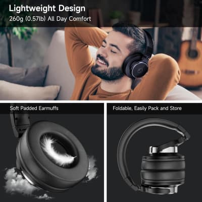 Wired Over Ear Headphones, Studio Monitor & Mixing DJ Headphones with 50mm Neodymium Drivers and 1/4 to 3.5mm Jack for Guitar AMP Podcast Piano Keyboard (Black) image 5