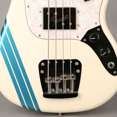 Fender Pawn Shop Mustang Bass - 2012 - White w/Competition Stripe image 4