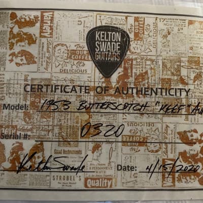 Kelton Swade Telecaster '53 Butterscotch (KEEF) AVRT image 5