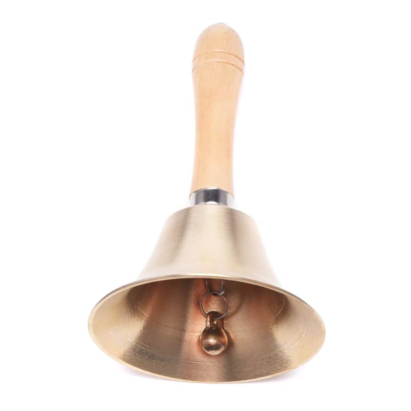 Hand Bell - Hand Call Bell with Brass Solid Wood Handle,Very Loud Handbell，4.33  Inch Large Hand Bell ，Hand Bells for Kids and Adults, Used for Weddings,  School Classroom，Service and Game : 
