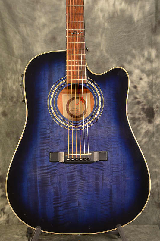 Alvarez 5081N Trans Blue Burst TBS Acoustic Electric Cutaway Reverb