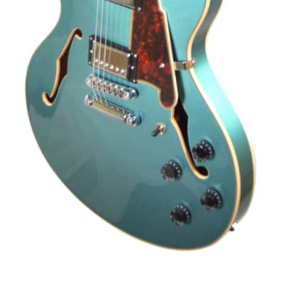 D'Angelico Premier DC DAPDCOTCSCB Double Cutaway Semi Hollow Electric Guitar 2022 Ocean Turquoise image 7