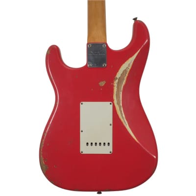 Fender Custom Shop Masterbuilt Levi Perry 1960 Stratocaster Relic, Aged Fiesta Red Over Aged Vintage White image 5