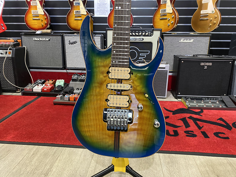 Ibanez RG6PFGMLTD-GBB RG Premium Double Cutaway HSH with Panga Panga  Fretboard Geyser Blue Burst