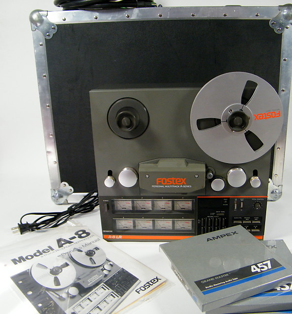 Fostex A8-LR 8 Track 1/4 Inch Tape Machine; 15 IPS w/ Snake, NOS 457 Reels  & Anvil Case 1980's