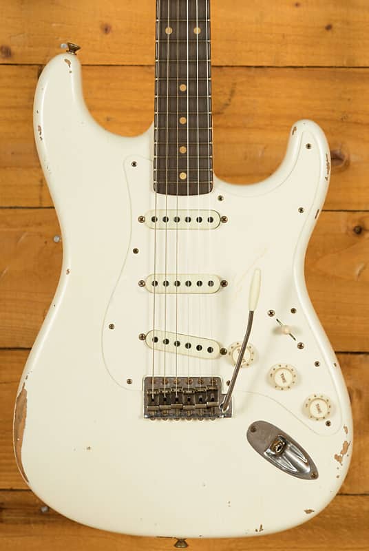 Fender Custom Shop '59 Strat Relic Aged Olympic White | Reverb