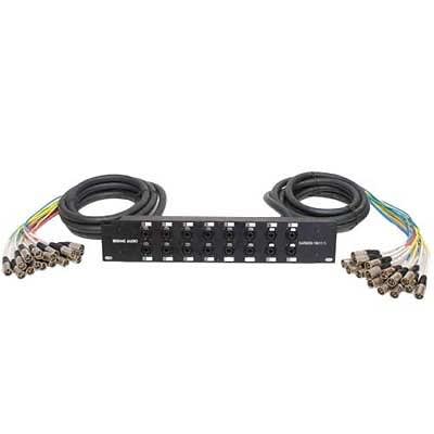 16 Channel XLR TRS Combo Splitter Snake Cable Two 15' XLR trunks - Rack Mounts image 1